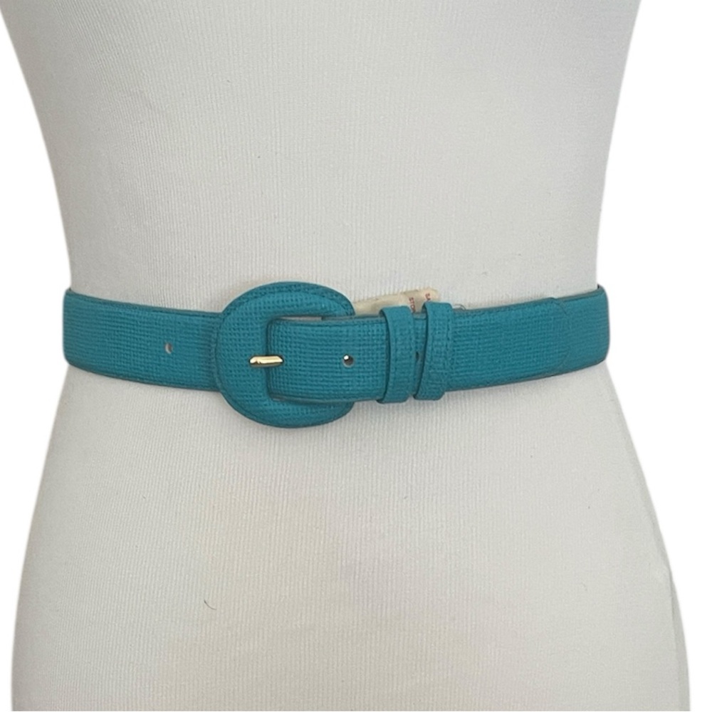 NWT Vintage Calderon Teal Textured Belt | Leather Back | S